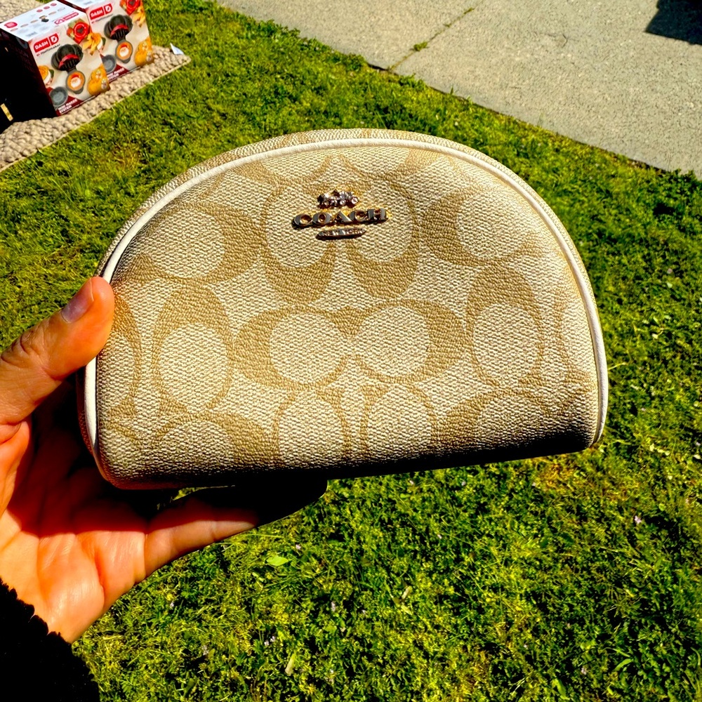 Coach Beige Monogram Cosmetic Bag